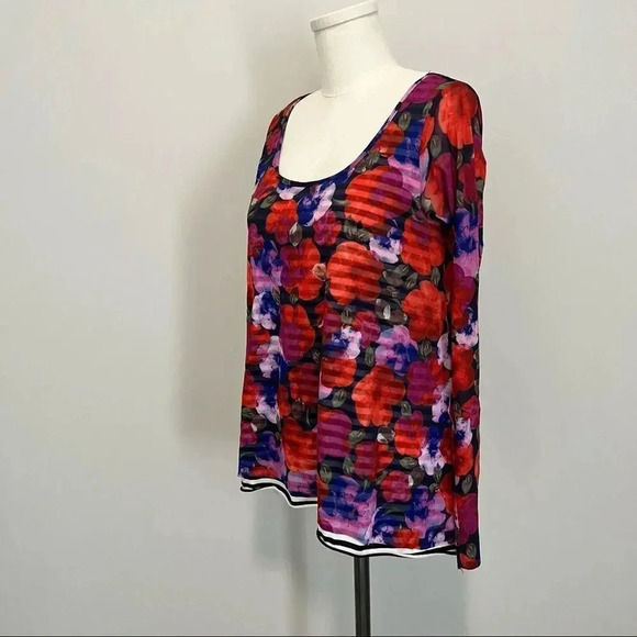 Anthropologie Weston Wear Floral Striped Long Sleeve Top - Picture 4 of 10
